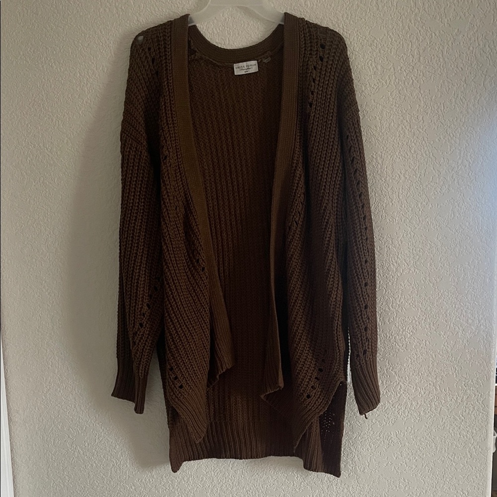 Oversized Brown Knit Cardigan